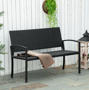 Panchina 2 posti in polyrattan nero con struttura in acciaio