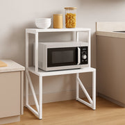 Scaffale Cucina Porta Microonde con 2 Ripiani Metallo e Legno 69x37x54cm Moderno Bianco