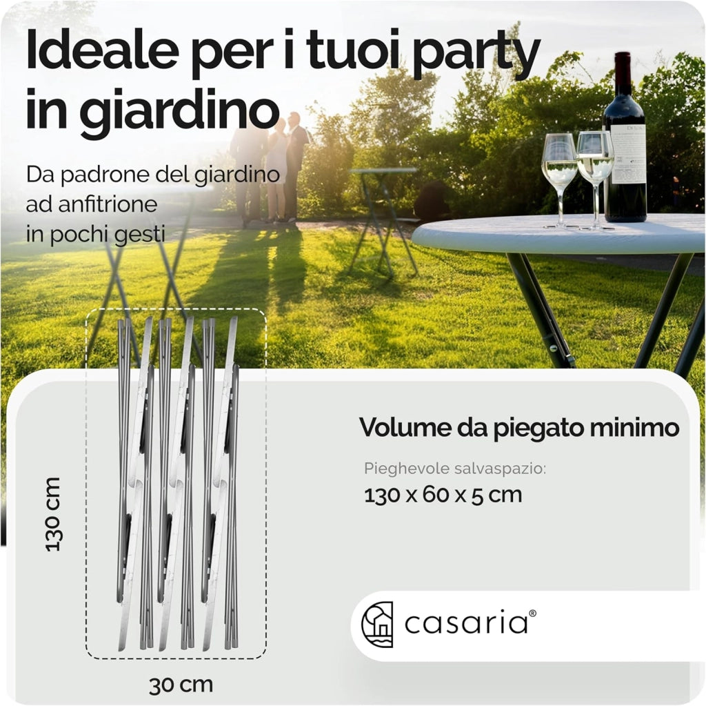 ® Set 2 Tavoli da Bar Pieghevoli 110cm Ø 60cm Tavolino Appoggio Tavolo da Cocktail Alto Rotondo Giardino Bianco