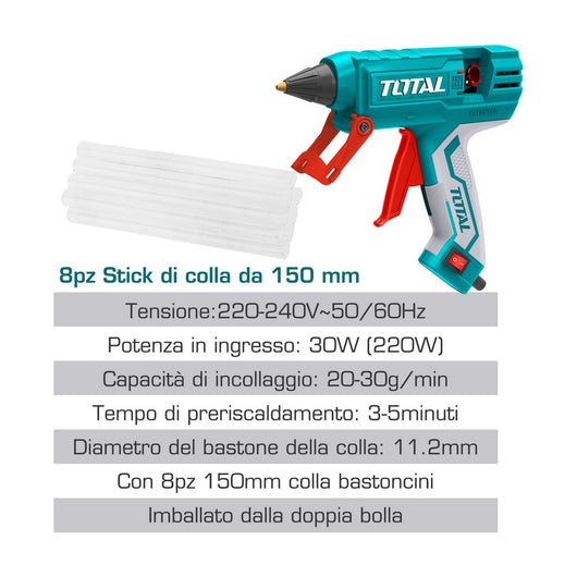PISTOLA TERMOCOLLANTE A CALDO CON 8 STICK.