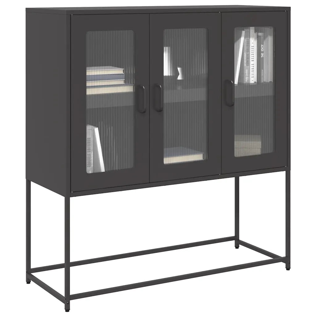 Credenza Nera 100,5x39x107 cm in Acciaio Laminato a Freddo 853404