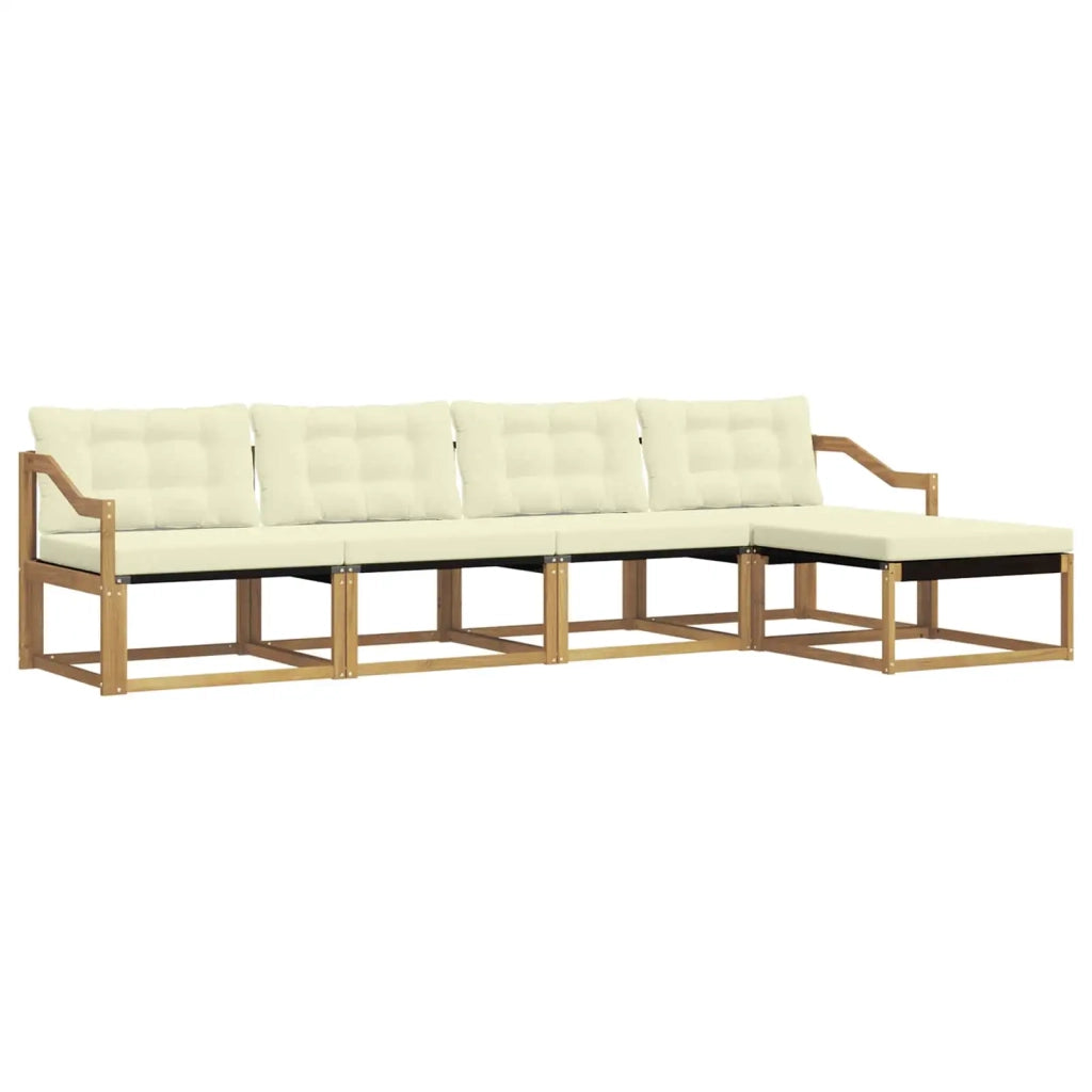 Set di divani da esterno con cuscino 5 pcs Bianco e Crema 3388596