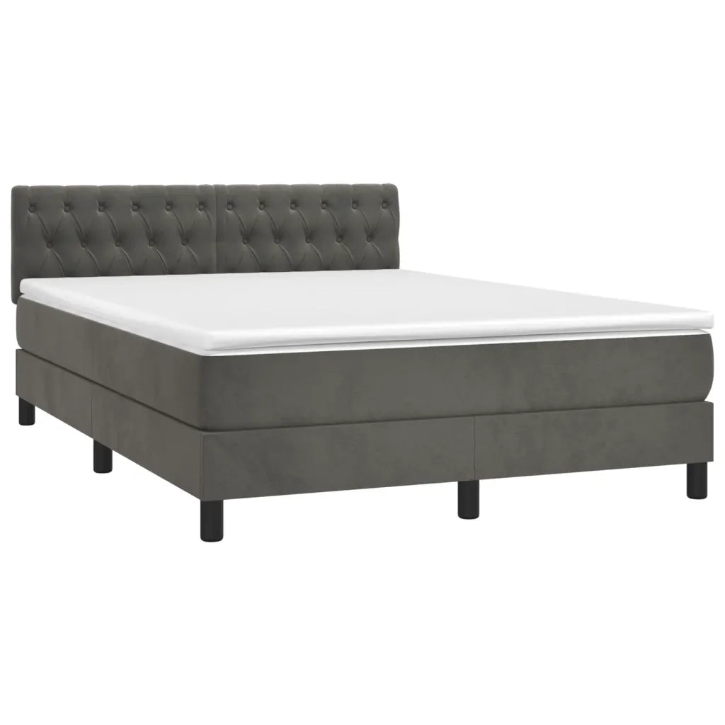 Giroletto a Molle con Materasso Grigio Scuro 140x190 cm Velluto 3141480