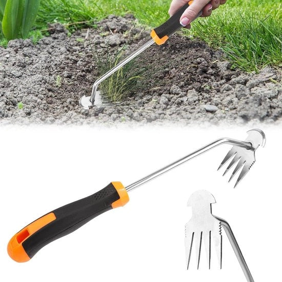 Strumenti per Radice e Erbacce 4 Denti Strumento per Estirpare Manuale con Maniglia in Gomma per Giardinaggio Agricoltura Giardino Cortile - 2pz