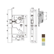 Serratura Inf.Legno Centro E50 Ottonata 1024 Agb