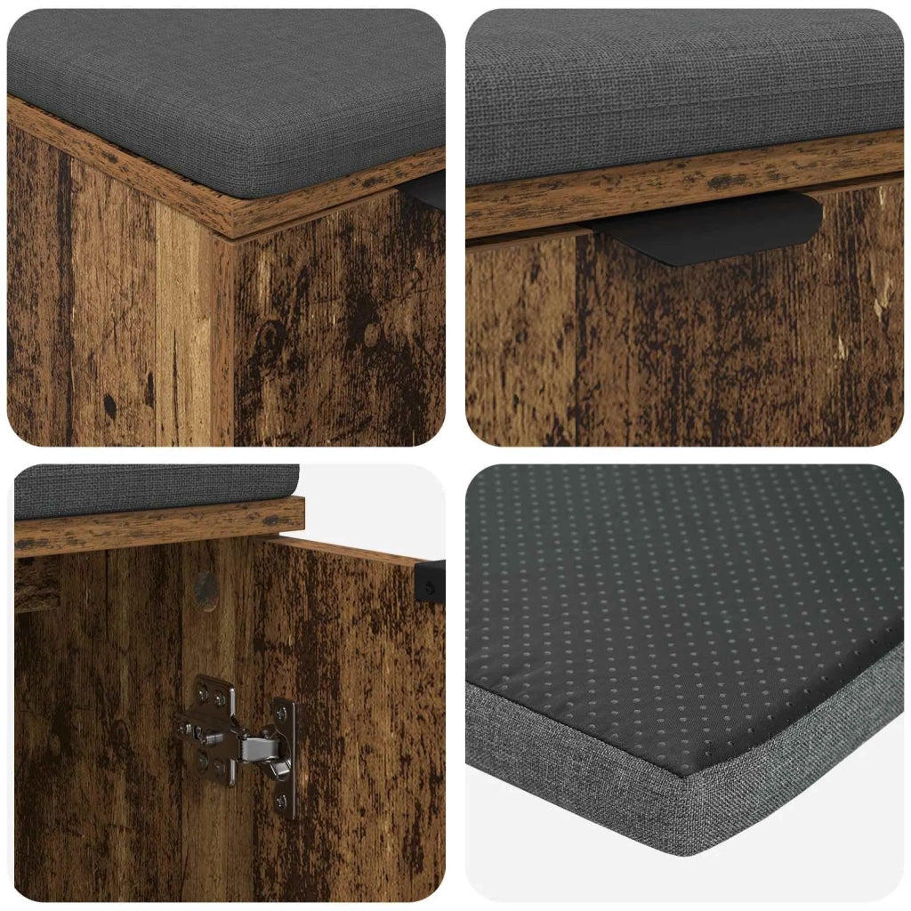 Panca per ingresso con cuscino-Sgabello-Panca da Corridoio Legno vecchio 60 x 38 x 46 cm 405885