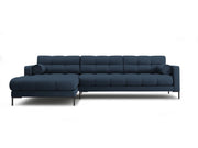 Cosmopolitan Design - Divano angolare sinistro "Bali" 5 posti in tessuto strutturato blu 