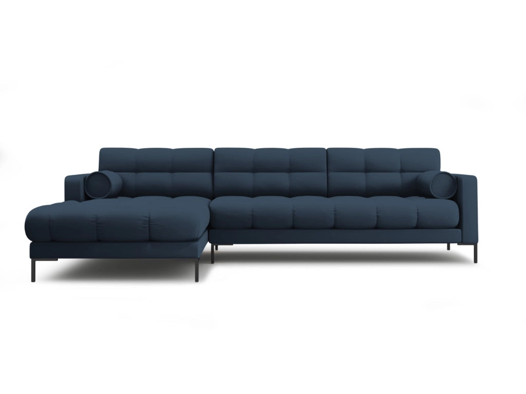 Cosmopolitan Design - Divano angolare sinistro "Bali" 5 posti in tessuto strutturato blu 