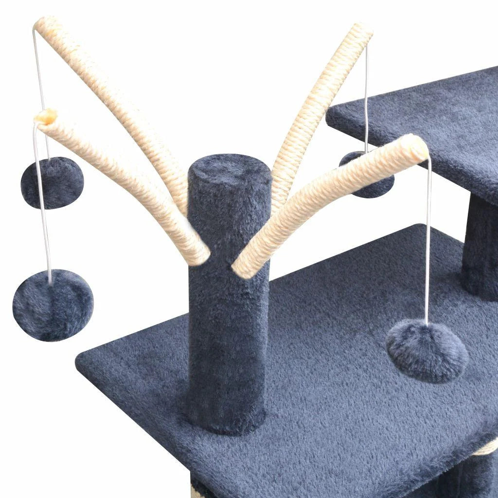 Tiragraffi albero per gatti cuccia per gatti giocattolo peluche sisal 125 cm blu scuro 3702080