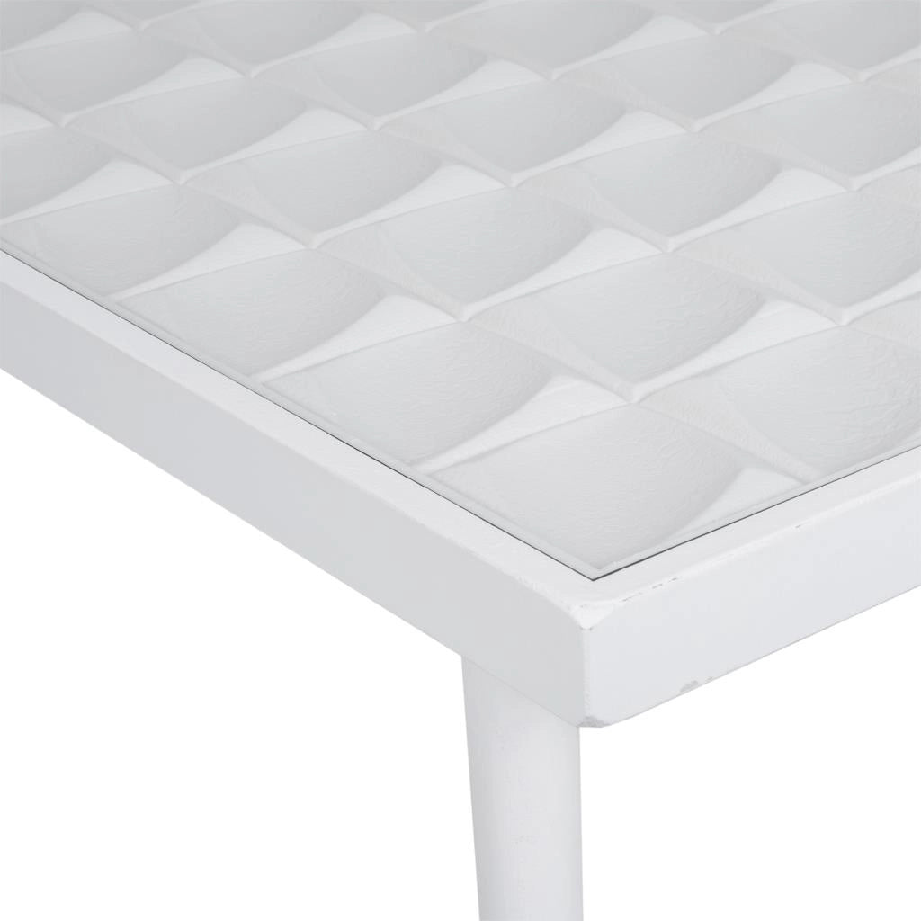 Tavolino in legno laccato bianco 125x65x48h