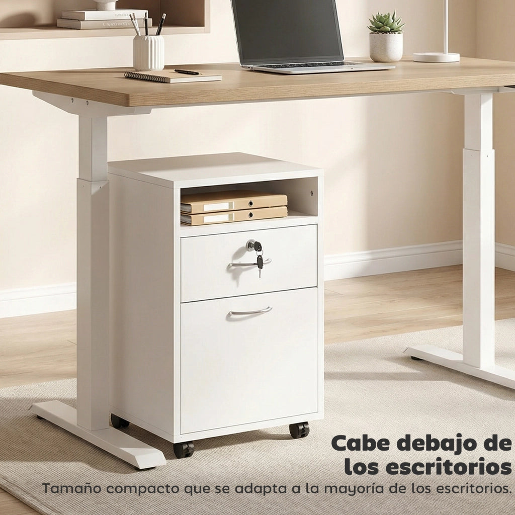 Cassettiera Mobile Ufficio con Ruote e Serratura ¨C Xylo ¨C Bianco 40x35x60cm