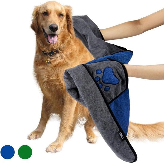 Badjas per cani, asciugamano per animali domestici, asciugamano per cani e gatti con microfibra, veloce asciugatura - 70 x 100 cm mantello per cani e gatti (blu)