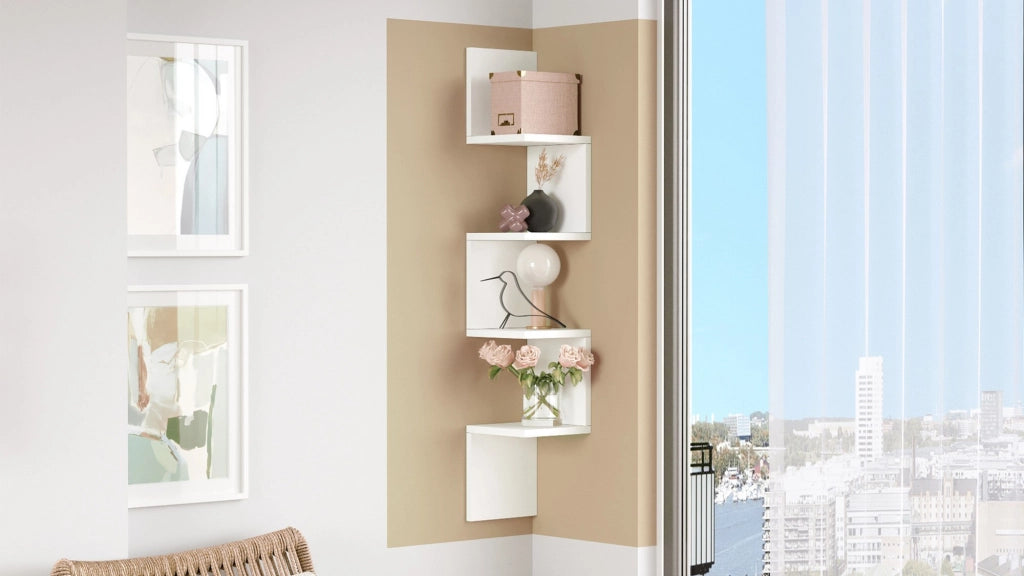 Mensola da parete in legno "WL9" - 22 x 22 x 117 cm - Bianco