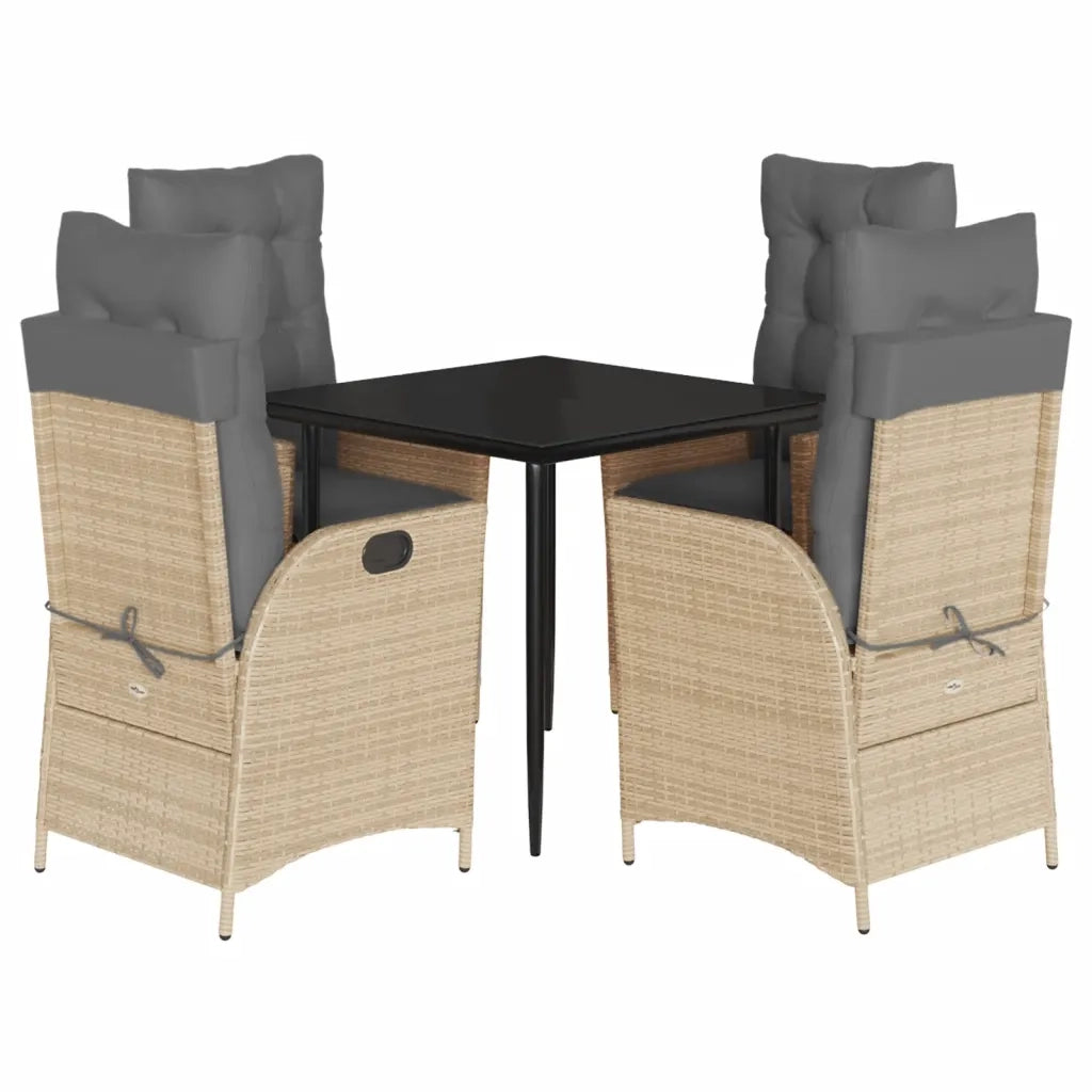 Set da Pranzo da Giardino 5 pz con Cuscini Beige in Polyrattan 3213256