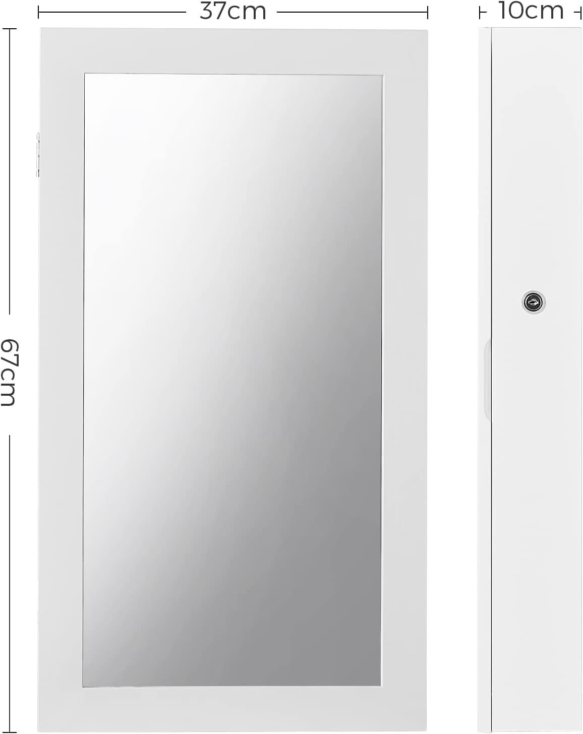 Valora ARMADIETTO PORTAGIOIE CON SPECCHIO JBC51W da parete con interno in velluto bianco