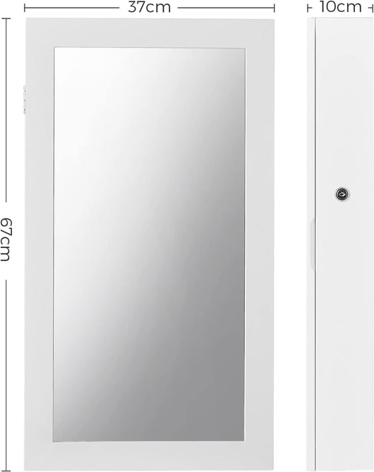 Valora ARMADIETTO PORTAGIOIE CON SPECCHIO JBC51W da parete con interno in velluto bianco