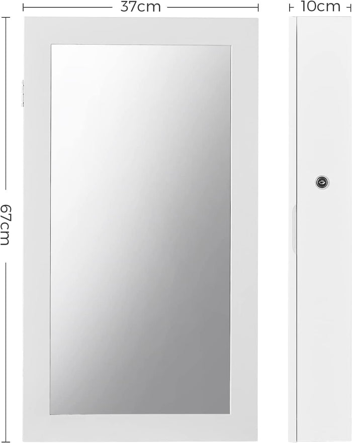 Valora ARMADIETTO PORTAGIOIE CON SPECCHIO JBC51W da parete con interno in velluto bianco