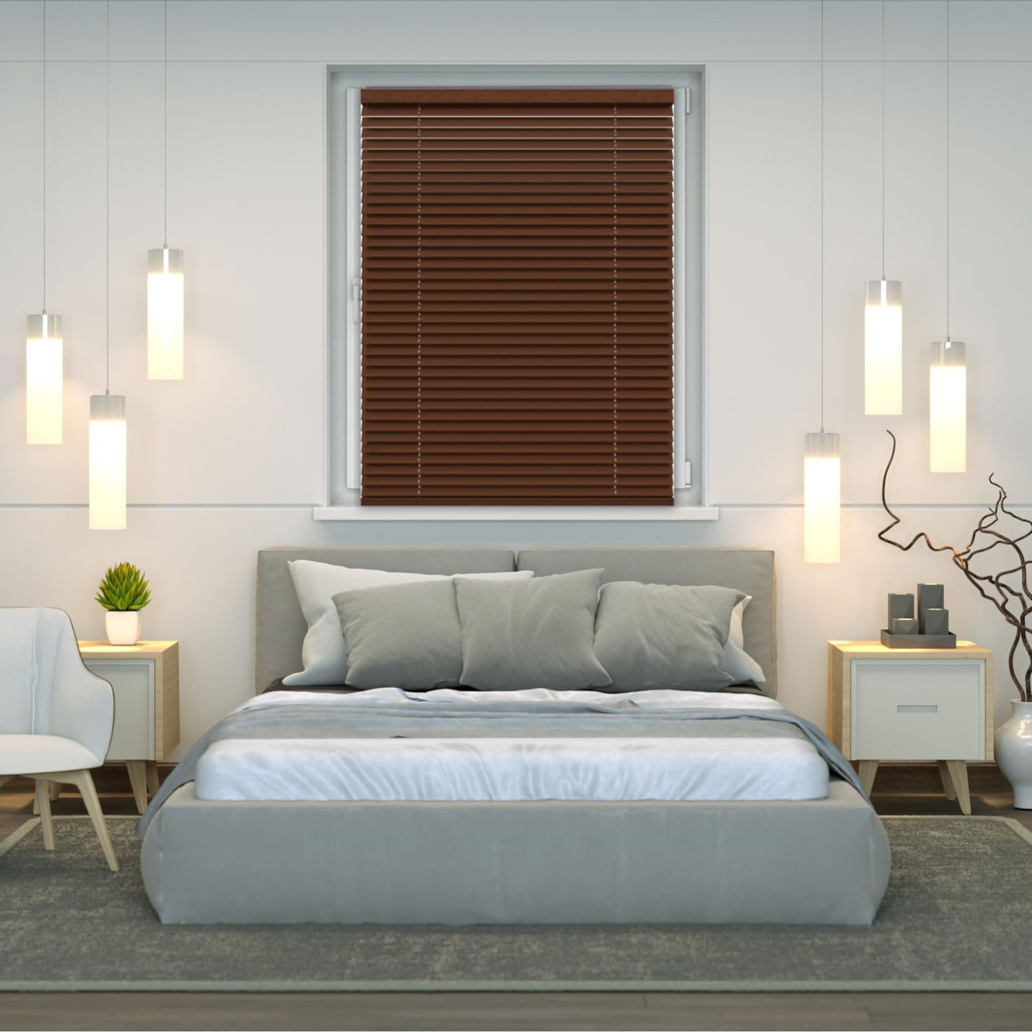 Veneziana PVC Vari Colori Lamelle Regolabili Varie Misure Privacy Protezione Solare Casa Ufficio Misura : 60 x 160 , Colore: Marrone