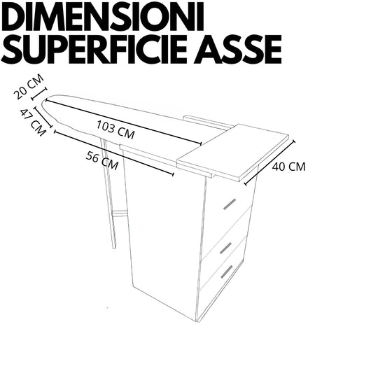 MOHOME Asse Stiro Mobile A Scomparsa Legno Nobilitato Vari Colori Multiuso Salvaspazio 3 Cassetti Dimensioni 89 x 44 x 57 cm Rotelle Trasportabili Colore Mollettone Assortito Colore: Bianco