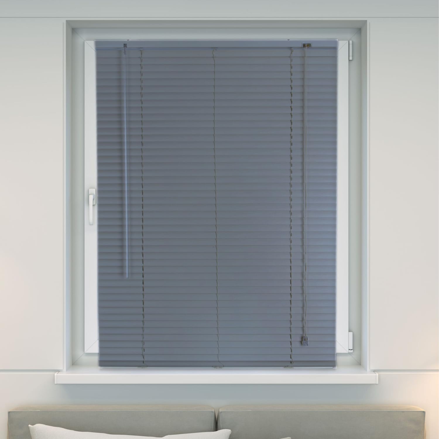 Veneziana PVC Vari Colori Lamelle Regolabili Varie Misure Privacy Protezione Solare Casa Ufficio Misura : 60 x 160 , Colore: Grigio