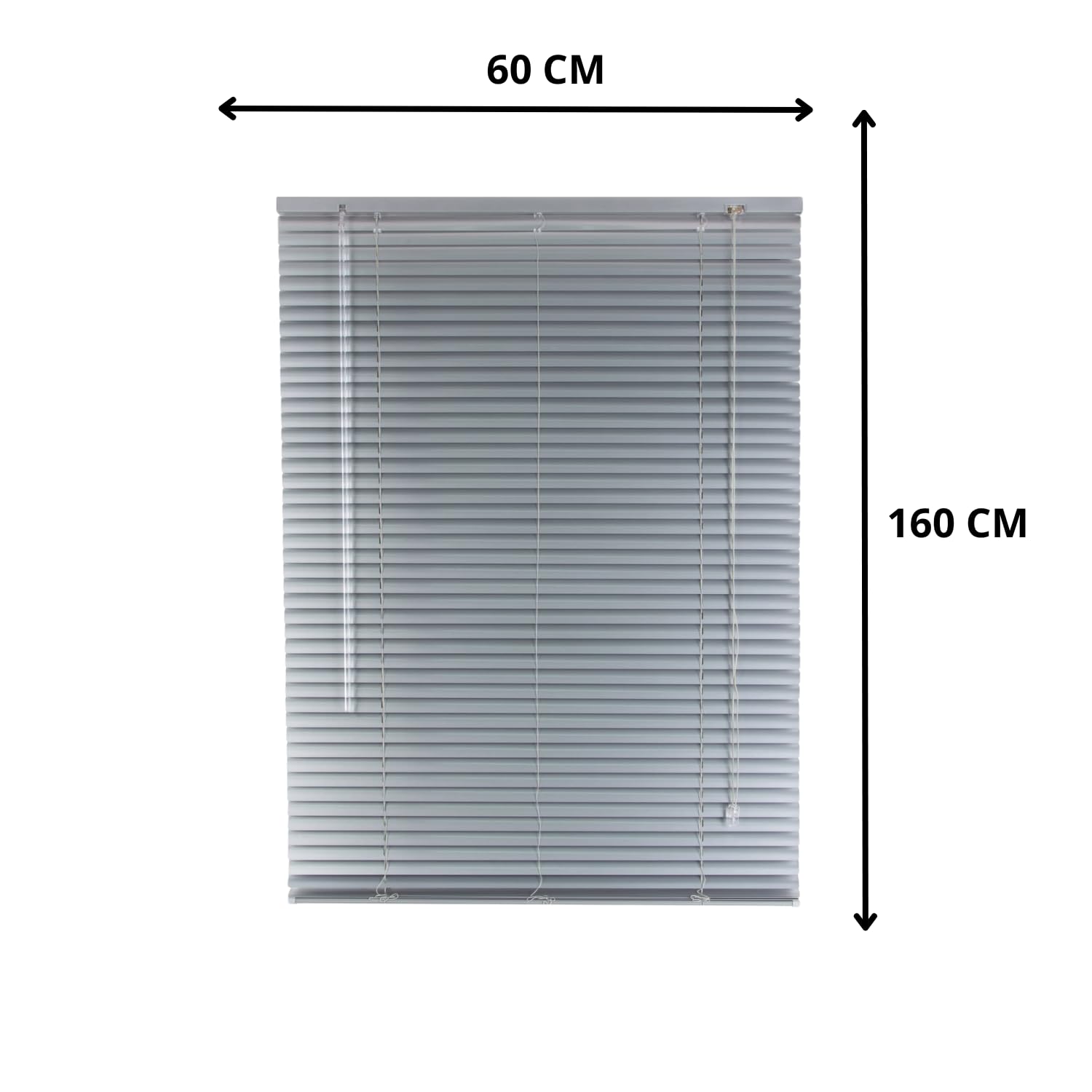 Veneziana PVC Vari Colori Lamelle Regolabili Varie Misure Privacy Protezione Solare Casa Ufficio Misura : 60 x 160 , Colore: Grigio