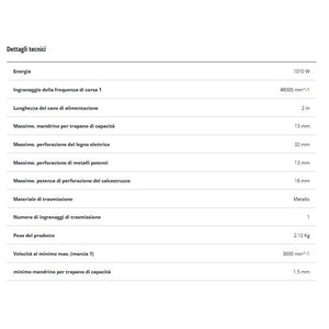 TRAPANO A PERCUSSIONE TC-ID 1000 E 1010W