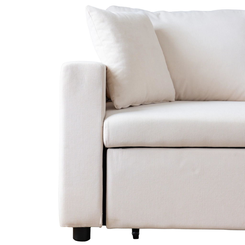 CLARKDivano letto angolare a 3 posti in velluto a coste beige