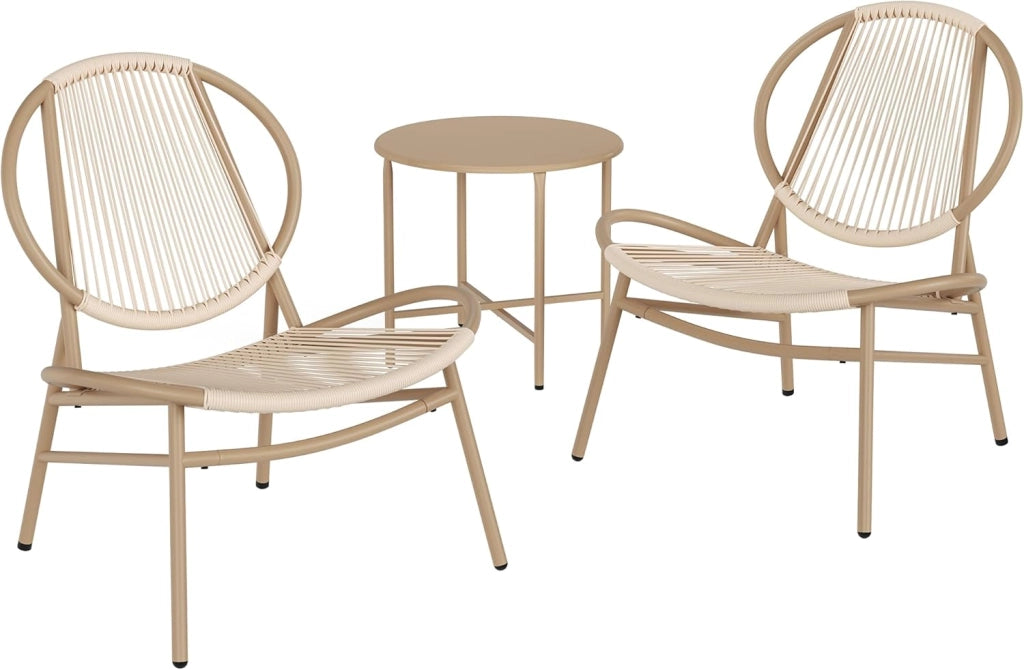 SONGMICS Set di 3 Mobili da Giardino Trattoria, Sedie Acapulco, Sedie da Esterno, Tavolino e 2 Sedie, Set di Mobili per Interni ed Esterni, Portico del Balcone, Nero Inchiostro GGF021B01