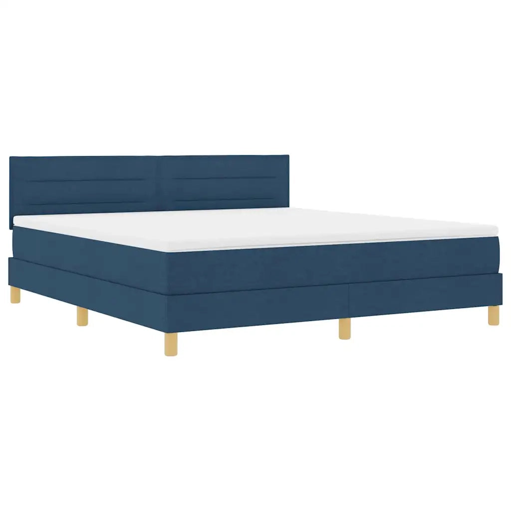 Letto a Sorgente LED con materasso Blu 180 x 200 cm Tessuto