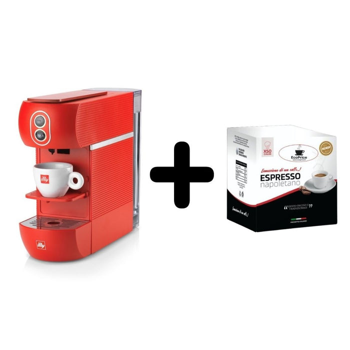 ILLY Macchina Da Caffè A Cialda 44mm Rossa + Caffe Napoletano 50 Cialde