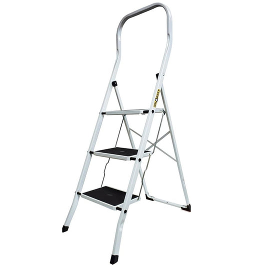 Drabest Premium Scaletta In Acciaio Per Casa E Ufficio – Portata Scala Domestica 150 Kg – 3 Gradini