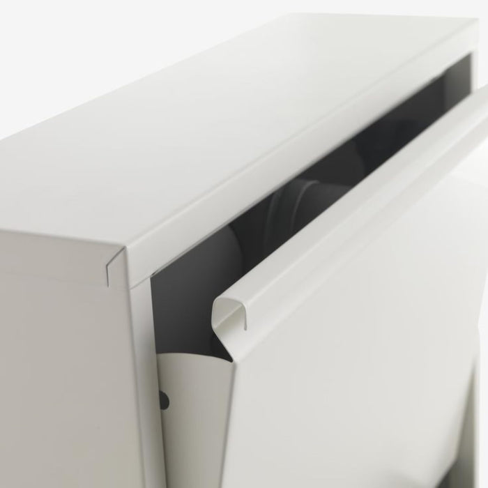 Scarpiera Salvaspazio Slim Metallo 3 Ante Vari Colori Dimensioni 105 x 50 x 15 cm Ripiani a Ribalta Sincronizzati Porta Scarpe Assemblata Ingresso Camera Colore: Bianco