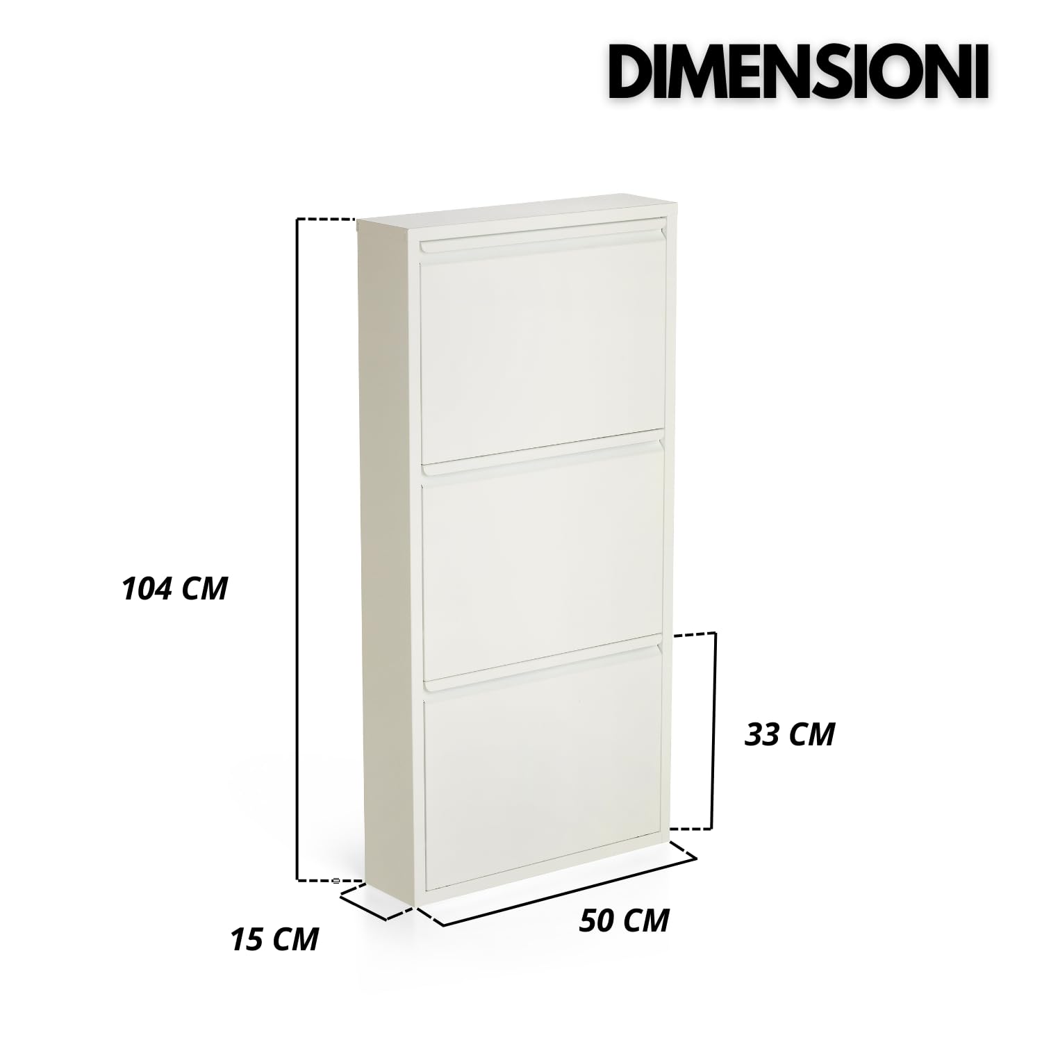 Scarpiera Salvaspazio Slim Metallo 3 Ante Vari Colori Dimensioni 105 x 50 x 15 cm Ripiani a Ribalta Sincronizzati Porta Scarpe Assemblata Ingresso Camera Colore: Bianco