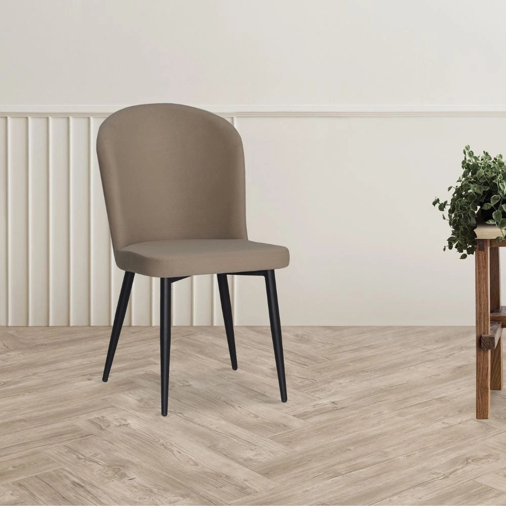 Set 4 Sedie Barka in tessuto tortora con piedi neri – Comfort morbido e design