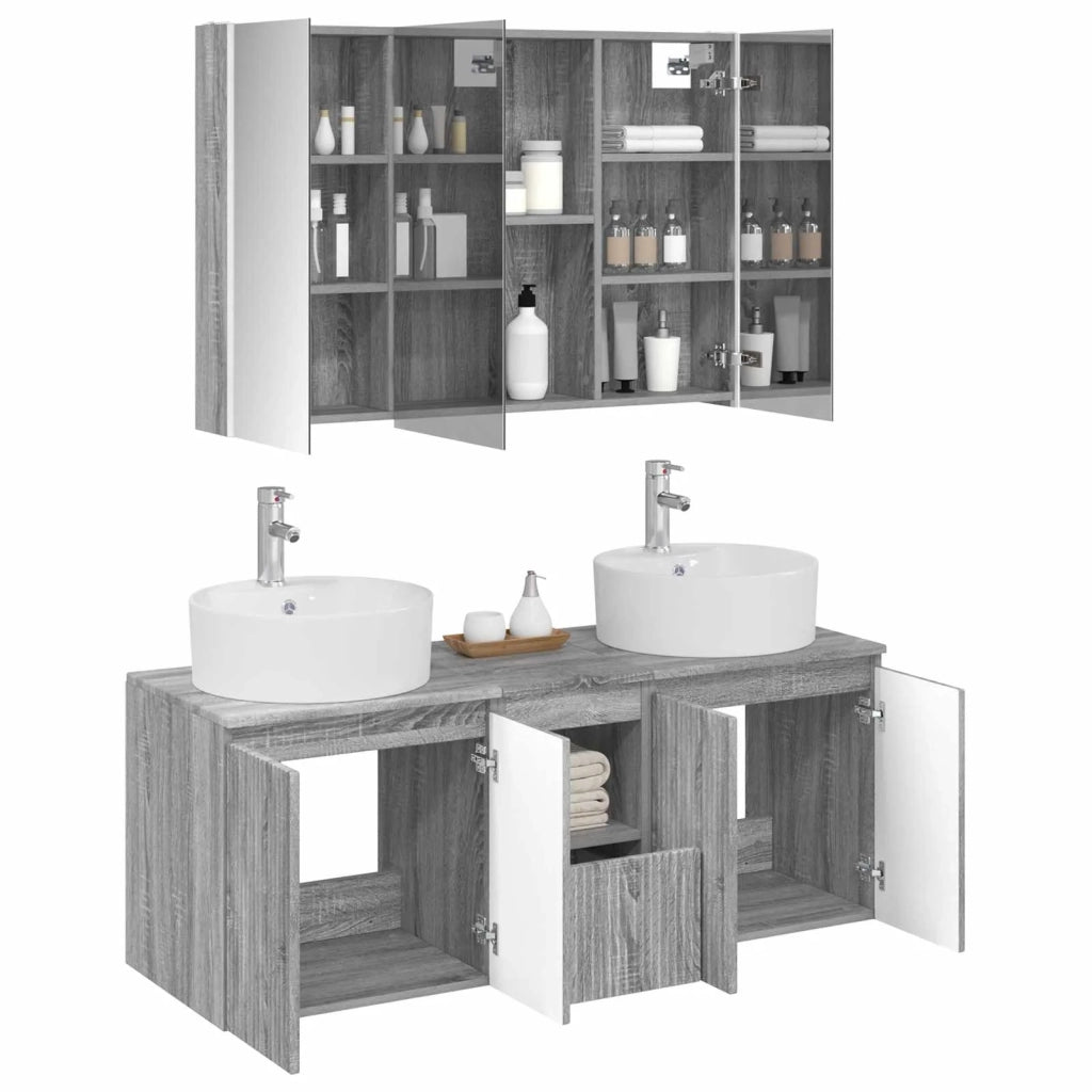 Set di Armadi da Bagno 4 pcs Sonoma grigio Legno ingegnerizzato 3406468