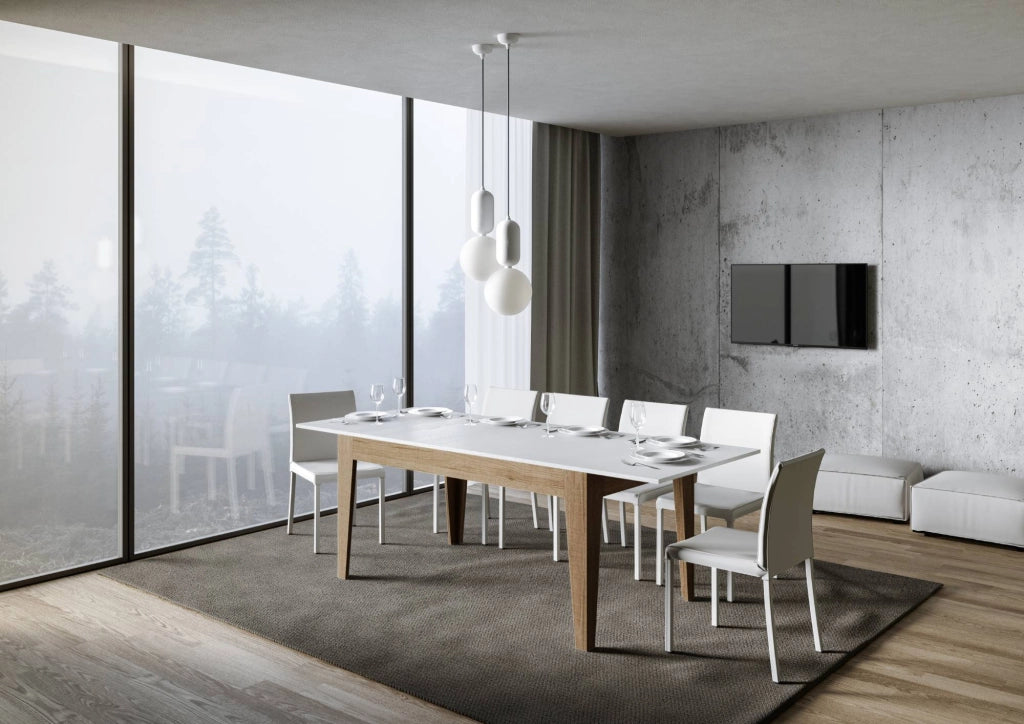 Tavolo Allungabile 160-220x90x77 cm Cico Mix Bianco Frassino