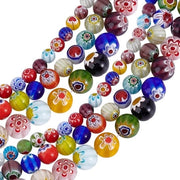 Collana in vetro millefiori con fiori - 150 pezzi - diametri 10/8/6 mm - manufatti in vetro a mano