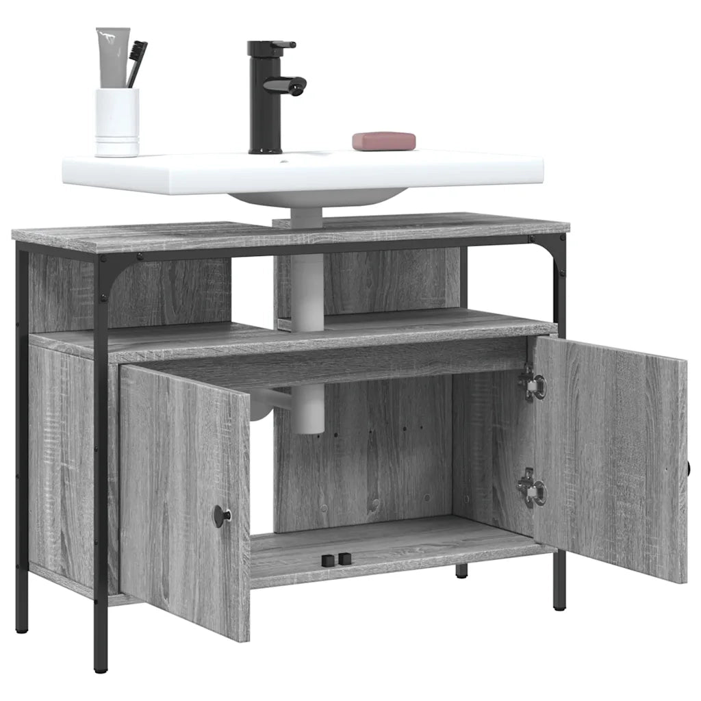 Mobile Lavabo Bagno Grigio Sonoma 80x30x60 cm Legno Multistrato 842444