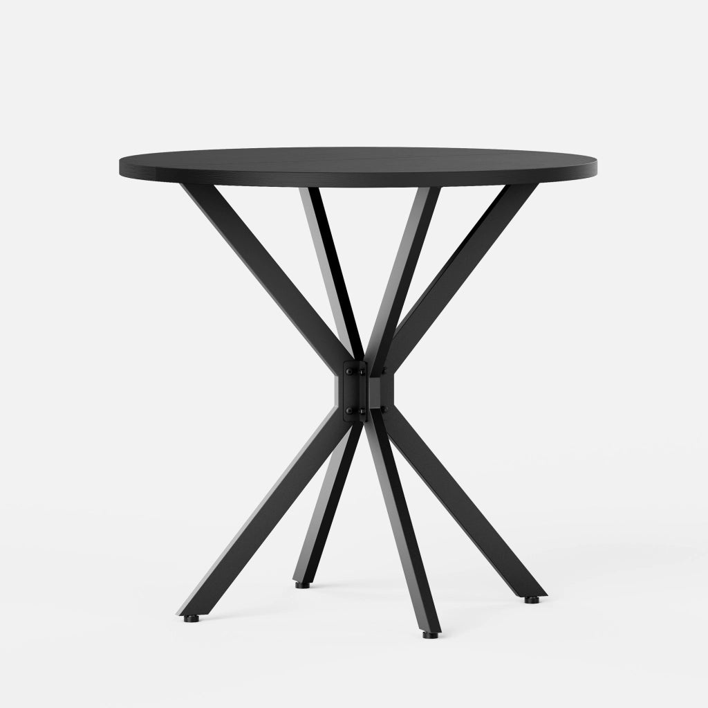 Tavolo rotondo 80 cm con gambe a X in acciaio nero - Tavolo cucina, pranzo e home office