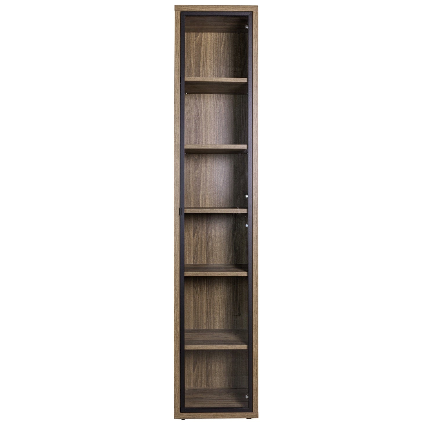 ANTA IN VETRO CON TELAIO IN ALLUMINIO NERO PER LIBRERIA SERIE DAVINCI CM.37,5X209,5H.