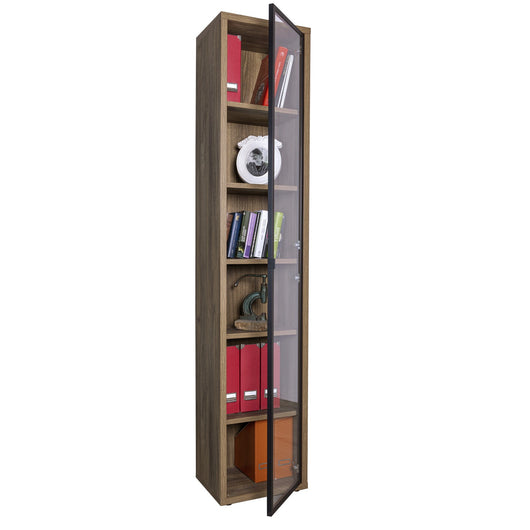 ANTA IN VETRO CON TELAIO IN ALLUMINIO NERO PER LIBRERIA SERIE DAVINCI CM.37,5X209,5H.