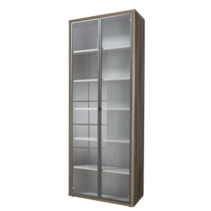 ANTA IN VETRO CON TELAIO IN ALLUMINIO NERO PER LIBRERIA SERIE DAVINCI CM.37,5X209,5H.