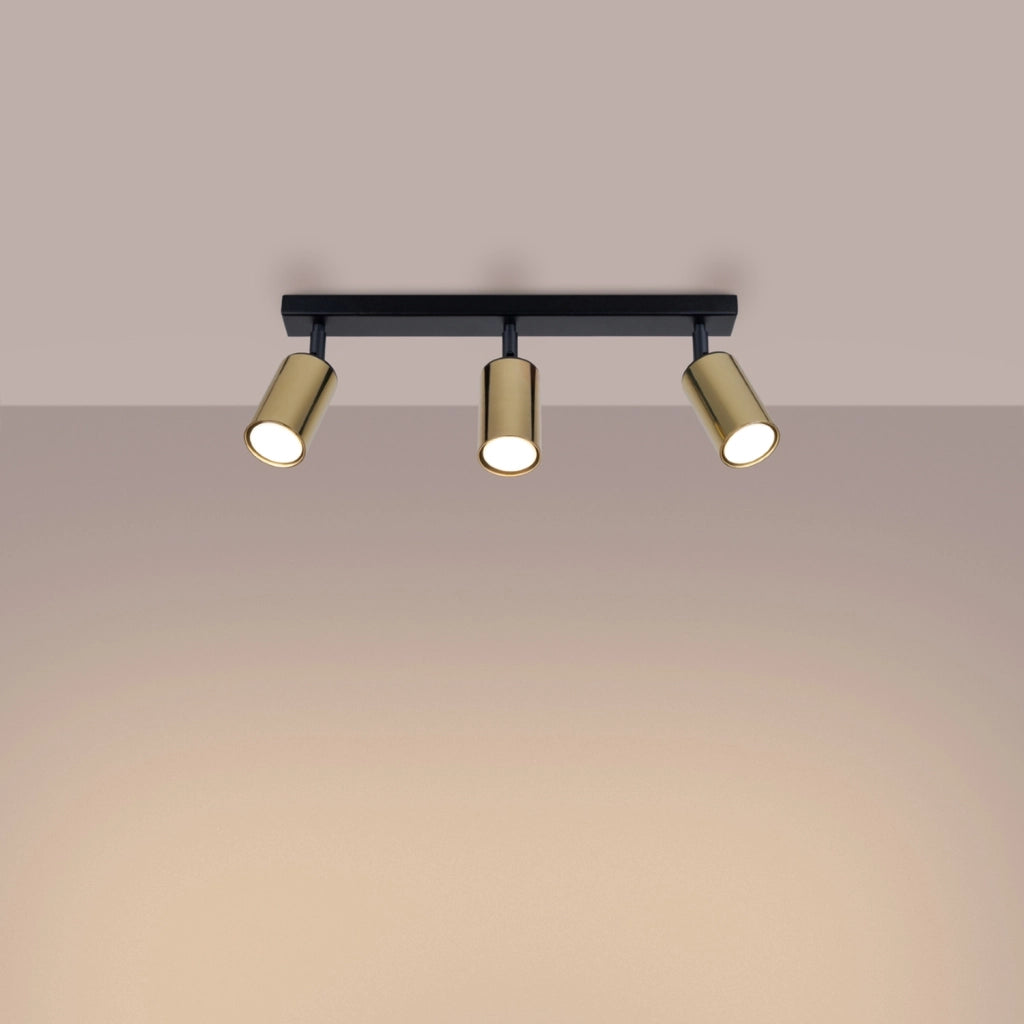 Lampada tubolare in acciaio a LED Winx Bittersweet Shimmer a 3 luci GU10, nero e oro