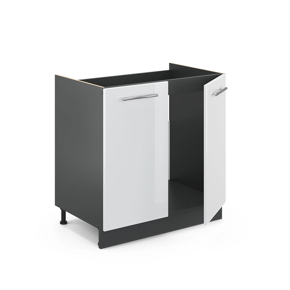 Mobile lavello cucina Fame-Line Bianco lucido/Antracite 80 cm, PL Antracite Vicco