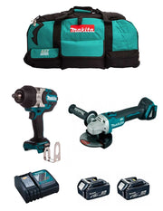 MAKITA Kit MK214 (DTW1002 + DGA504 + 2 x 5,0 Ah + DC18RC + LXT600)