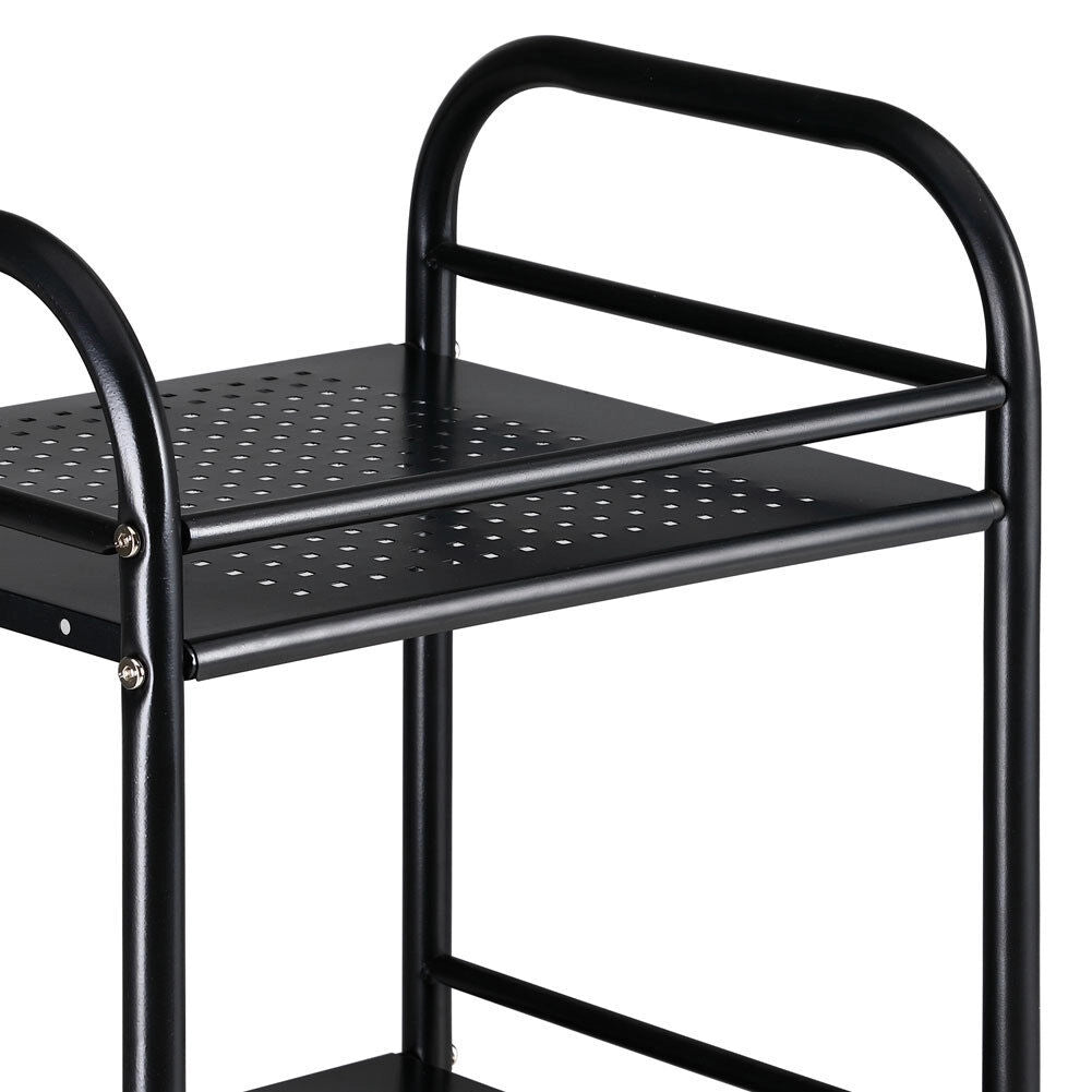 Carrello Estetista 3 Ripiani in Metallo Nero 4 Ruote Arredo Bagno Salvaspazio