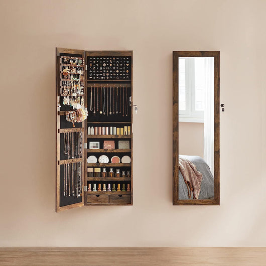 Valora ARMADIETTO PORTAGIOIE SPECCHIATO Appeso a parete in velluto marrone rustico