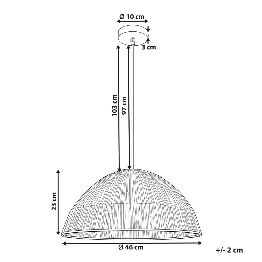 Lampada a sospensione con paralume in paglia naturale intrecciata a cupola, stile boho-japandi