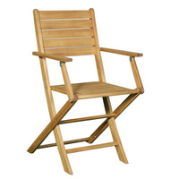 SEDIA PIEGHEVOLE LEGNO DI ACACIA CON BRACCIOLI 54X51,5X87 CM