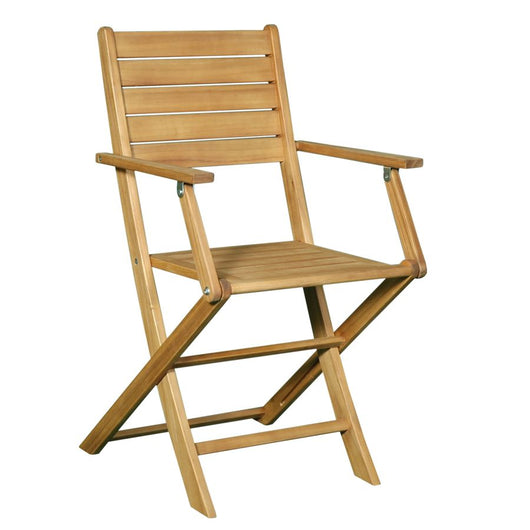 SEDIA PIEGHEVOLE LEGNO DI ACACIA CON BRACCIOLI 54X51,5X87 CM